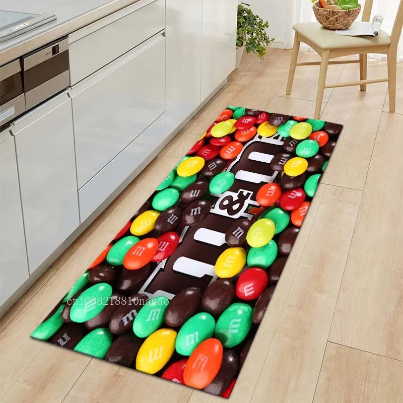 M Chocolate Candy Kitchen Carpet Rectangle Printed Design Rug Modern Area Rug Dining Anti-slip Entrance Room Decor