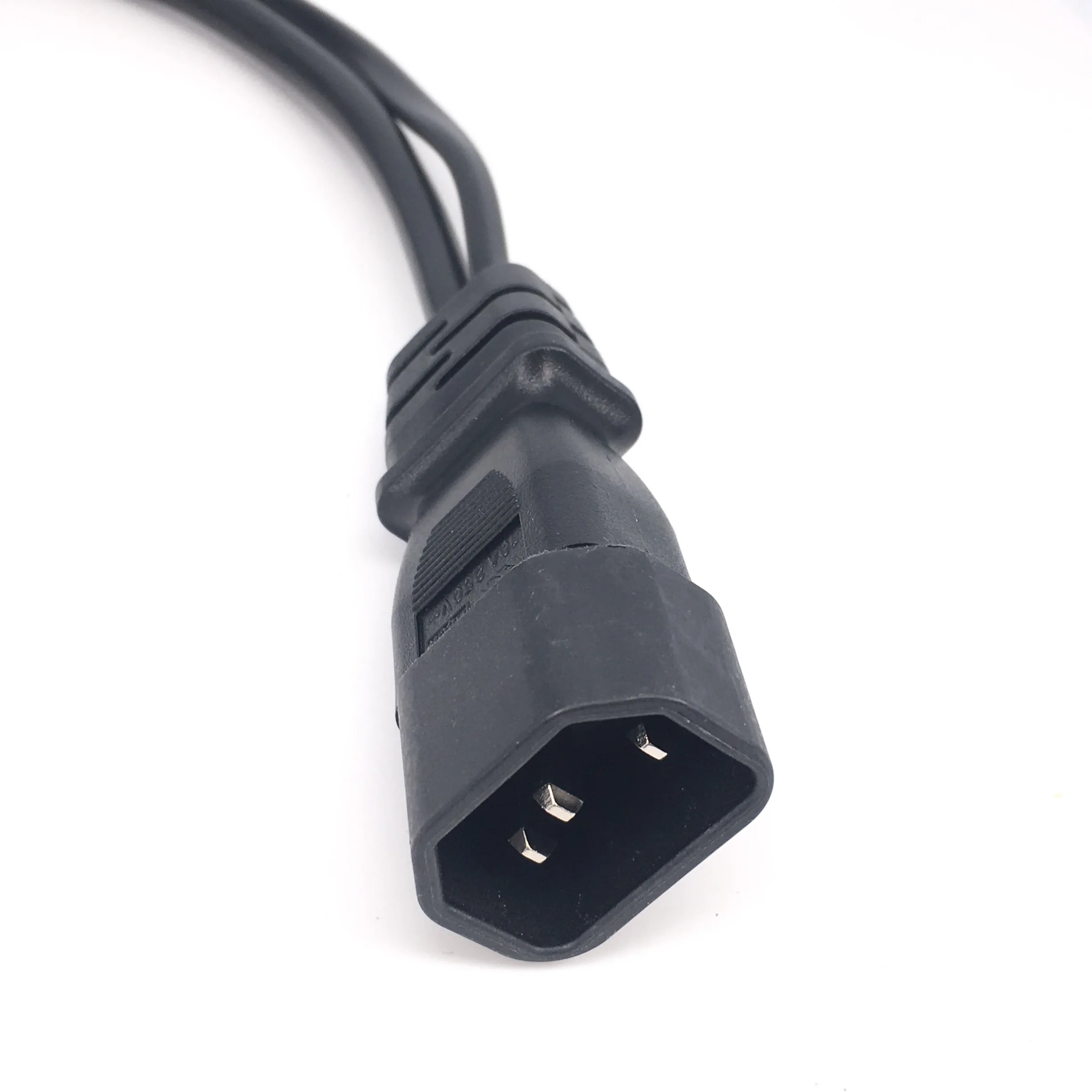 IEC320 3 pin C14 TO Male C13+2 hole EU 4.0mm Female socket AC power cord 0.3m Y Type Splitter Power Cord IEC320 3 pin C14 TO Ma