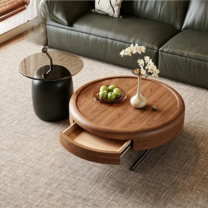 Round coffee table set retro style modern living room furniture