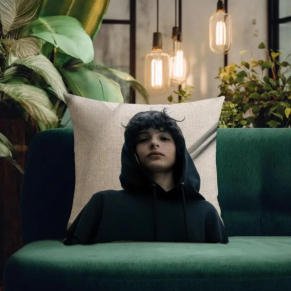 Actor Finn Wolfhard Cushion Cover Natural Linen Pillowcase Set All-in-One Decor Cushion Cover for Sofa Bedroom Chair