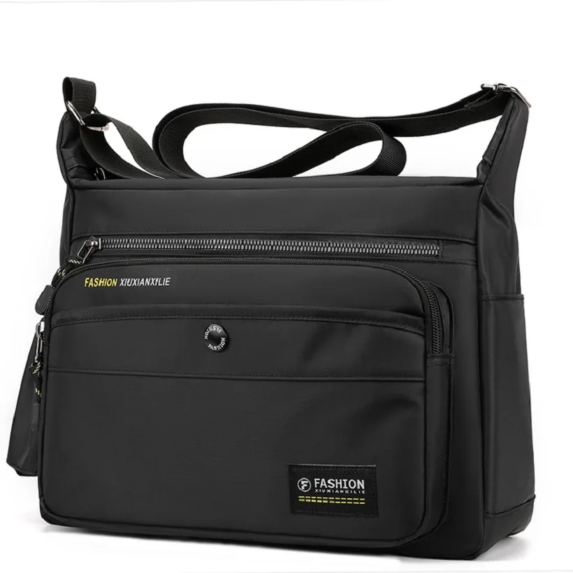 Solid Color Casual Multi-Pocket Shoulder Bag Sport Slant Waist Chest Bag for Outdoor and Daily Commute