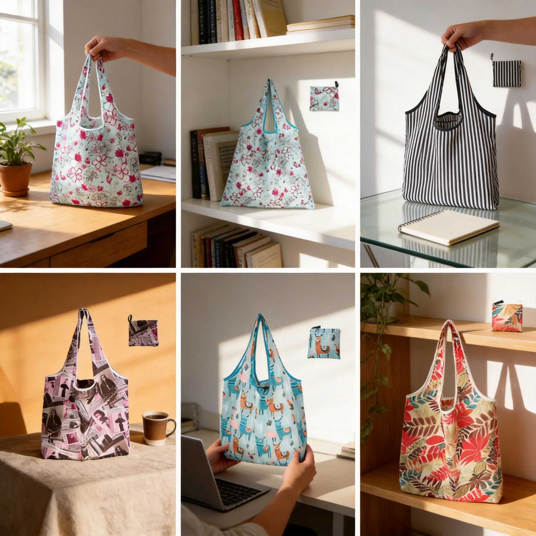 

Сумка-шоппер с цветочным принтом, экологичная, из полиэстера, большая вместимость, для продуктов, с эстетичным рисунком, многоразовая, ручная сумка-тоут