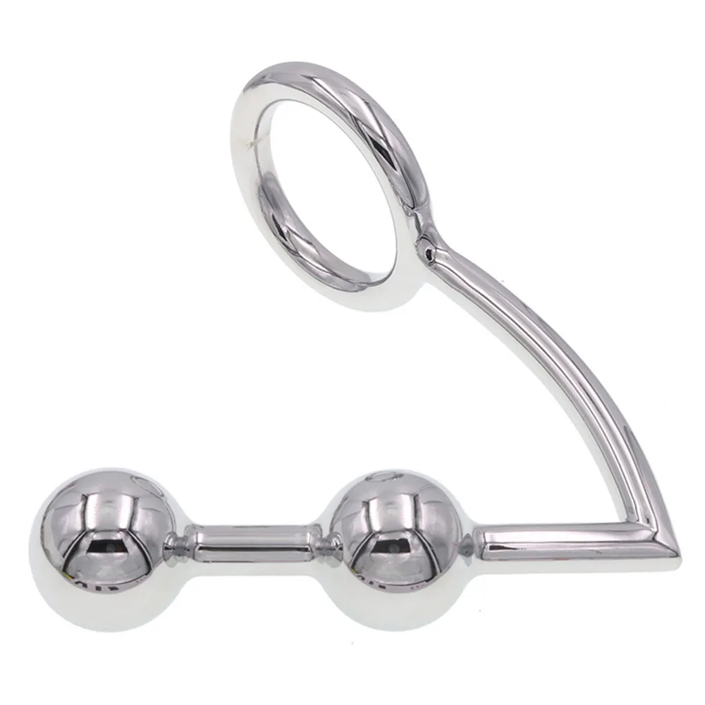 Stainless Steel Anal Hook Male Chastity Cock Ring with Anal Plug Balls Butt Plug Sex Toys for Men Strap on Prostate Massager