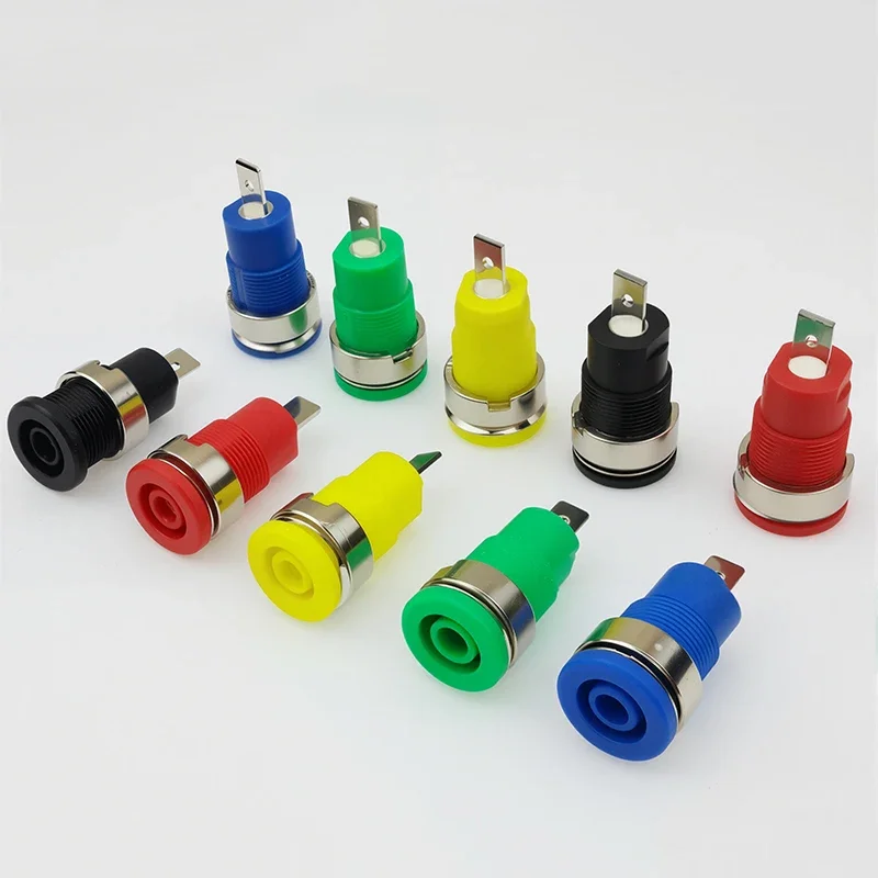 

40PCS 4mm insulated banana plug female socket 5-color multimeter testing lead panel installation circuit accessories