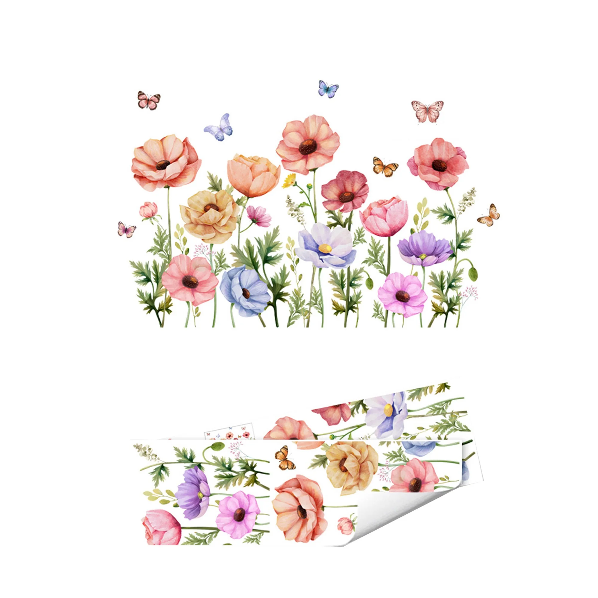 Flower Butterfly Wall Decals Colorful Floral Stickers for Wall Peel and Stick Removable Wall Decals Home Decor