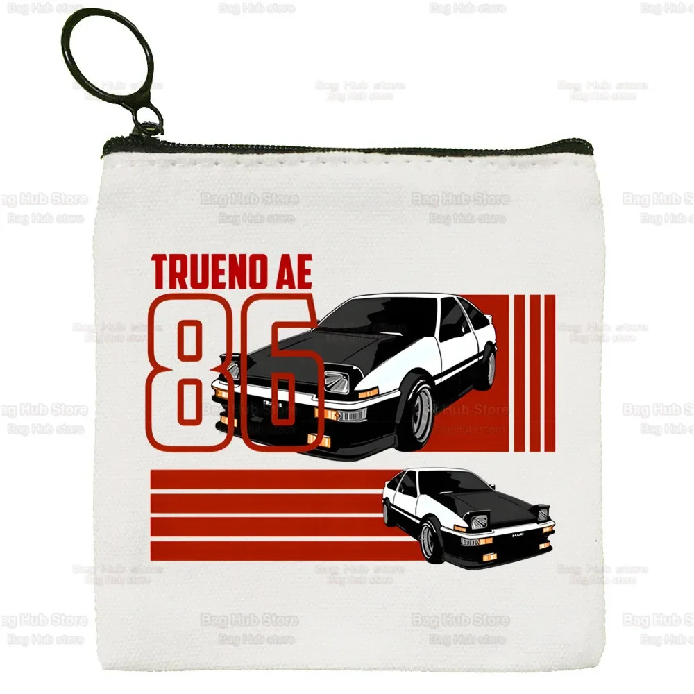 Gland 86-Porte-monnaie en toile Anime japonais pour femme, mini porte-monnaie, étui à clés mignon, portefeuille étudiant, Initial D Racing Drift Car JDM