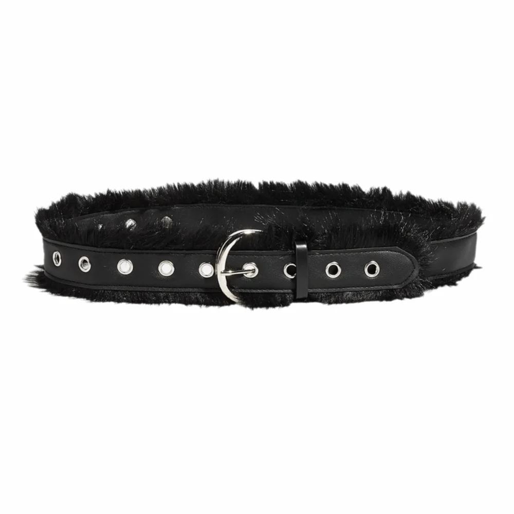 

Fashion Wide Leather Fur Belt Western Style Retro Y2K Waistband Metal Buckle Jeans Decor Plush Belt Women