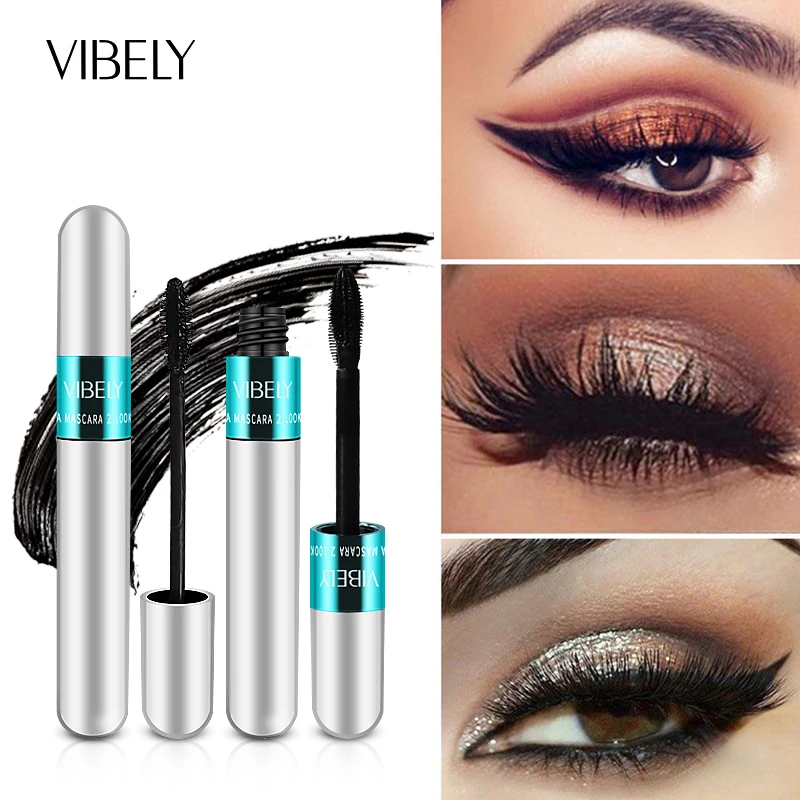 4D Silk Fiber Water Proof Mascara Extra Volume Black Thick Double Head Long Lasting Waterproof Mascara Curling Makeup Products