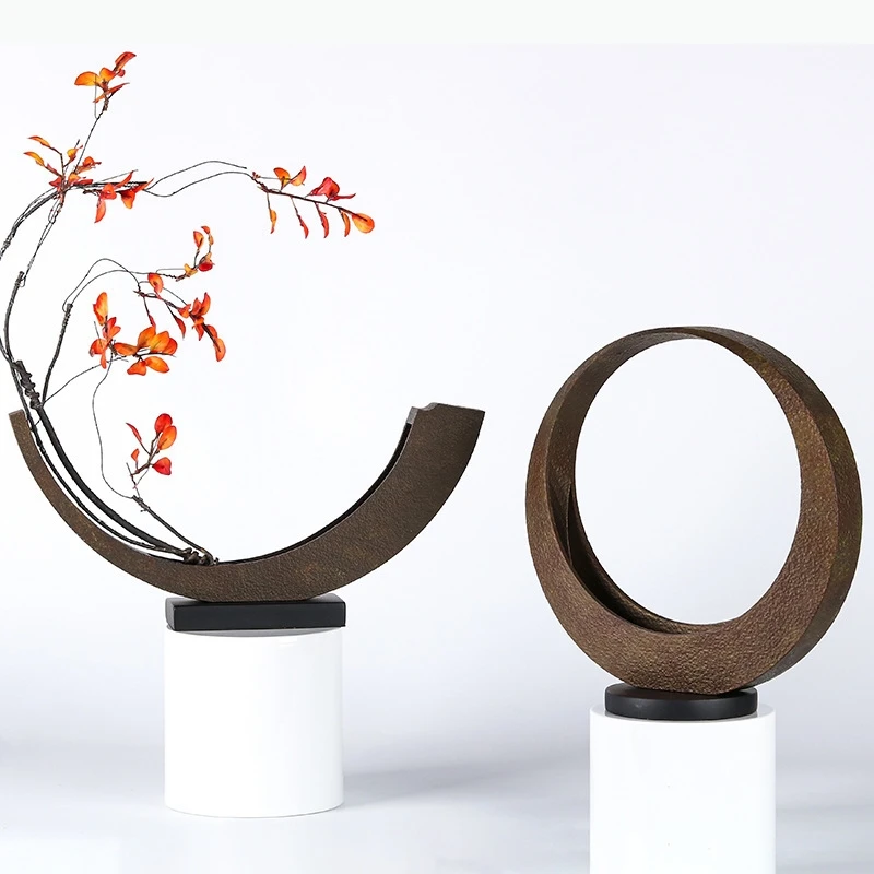 Geometric Metal Vase Alloy Art Flower Utensils Ornament Flower Arrangement Hydroponic Vase Flowerpot Decorative Vases Crafts