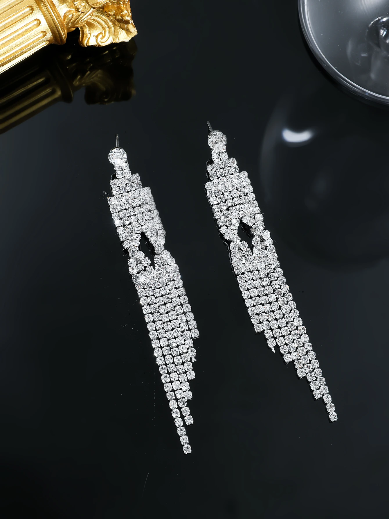 Luxury Women's Earrings Rhinestone New Shiny Wedding Party Jewelry Gifts Accessories For Women Stainless Steel