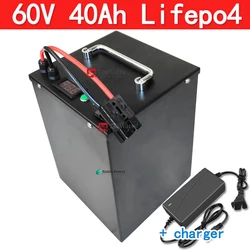 Batterie LiFePO4 longue durée avec BMS, 60V, 40Ah, 2500W, pour vélo électrique, scooter, VTT, chargeur 5A