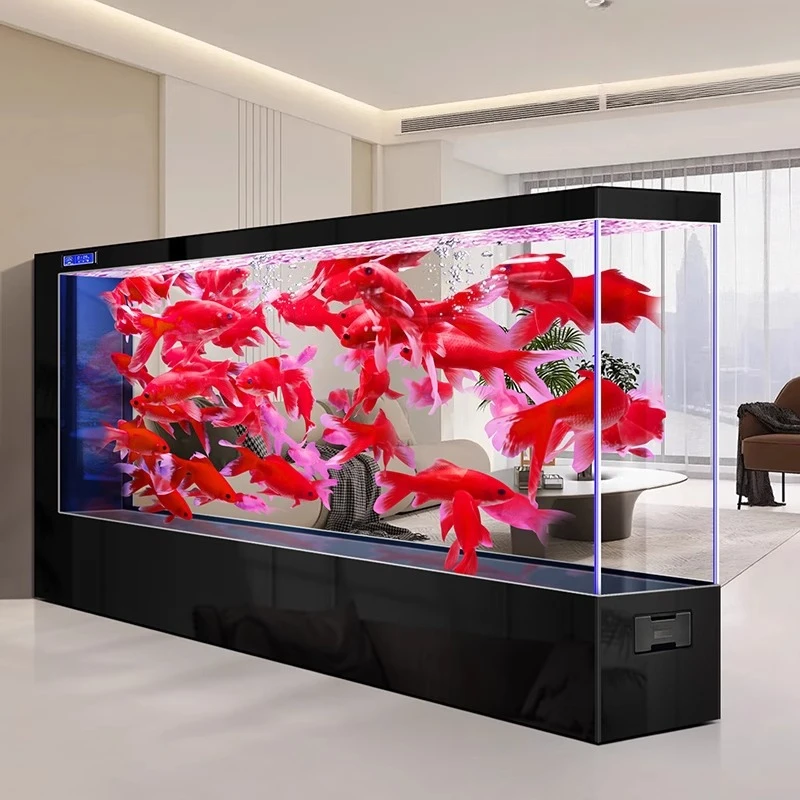 Screen living room large floor-to-ceiling ultra-white glass water-free partition smart aquarium