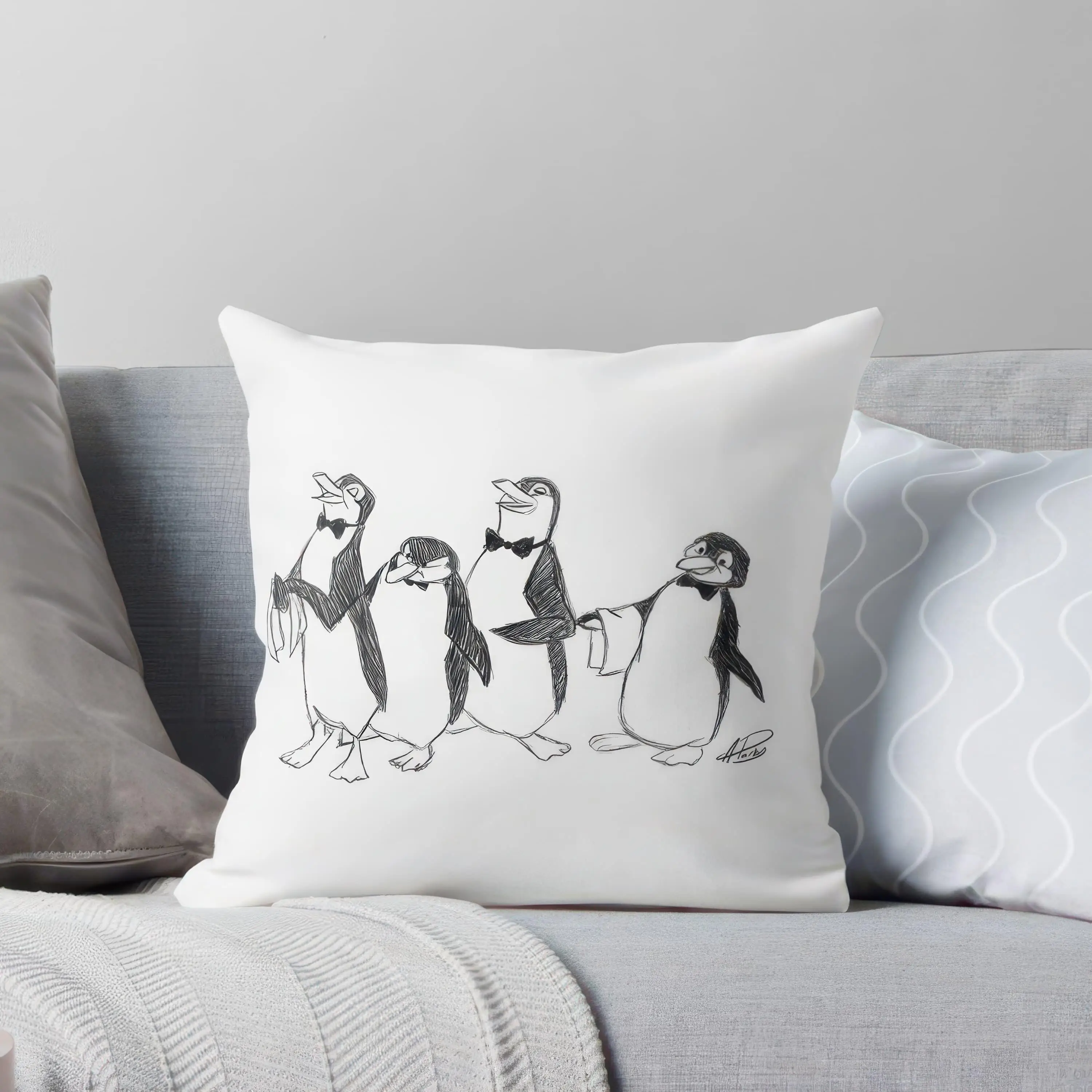 Mary Poppins Penguin Double-Sided Pillowcase, Soft Fade-Resistant Cushion Cover for Home Decor Holiday Gift, No Insert Included