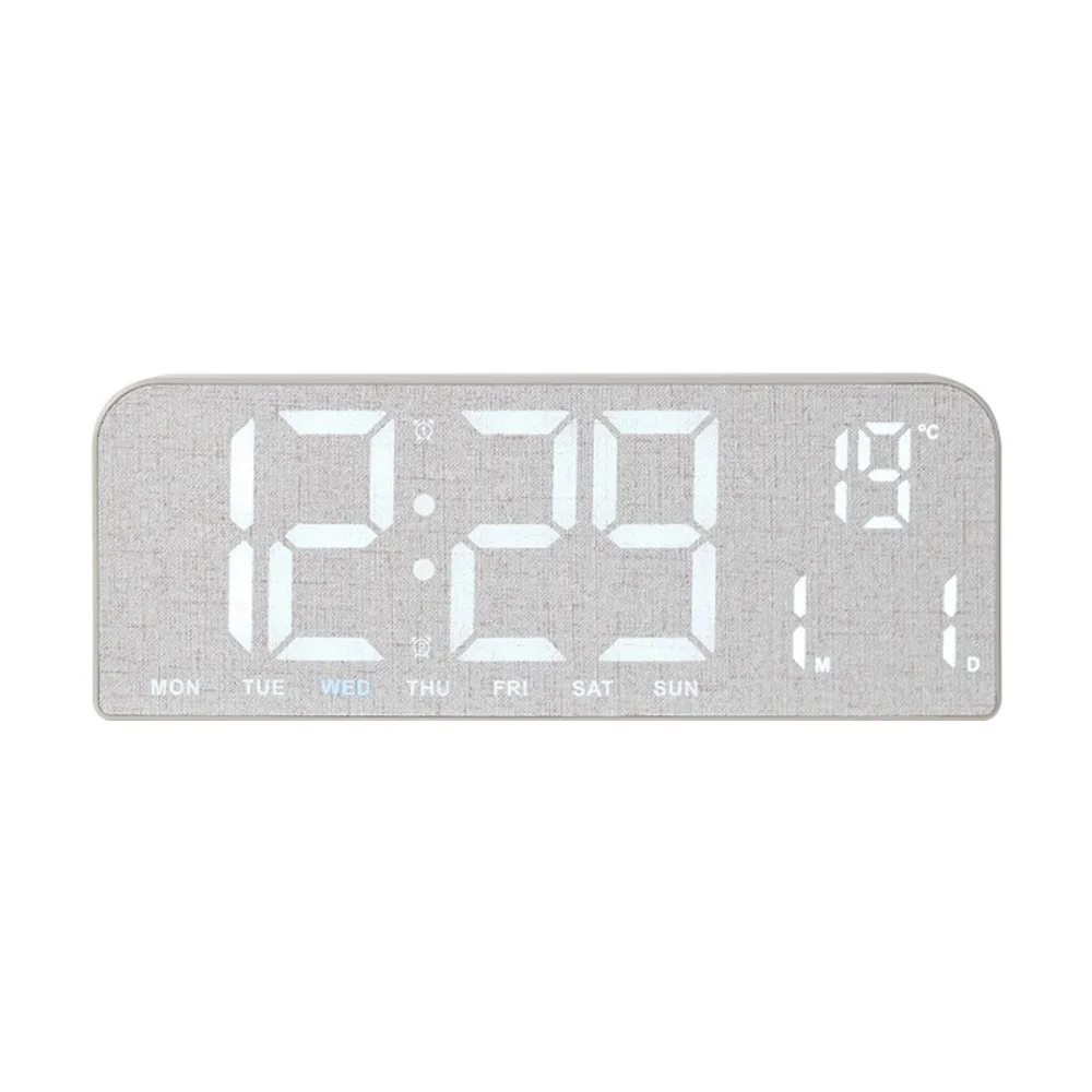 Wood Grain Digital Alarm Clock Multi-functional Date Week Wall Clock Temperature Display LED Display LED Alarm Clock