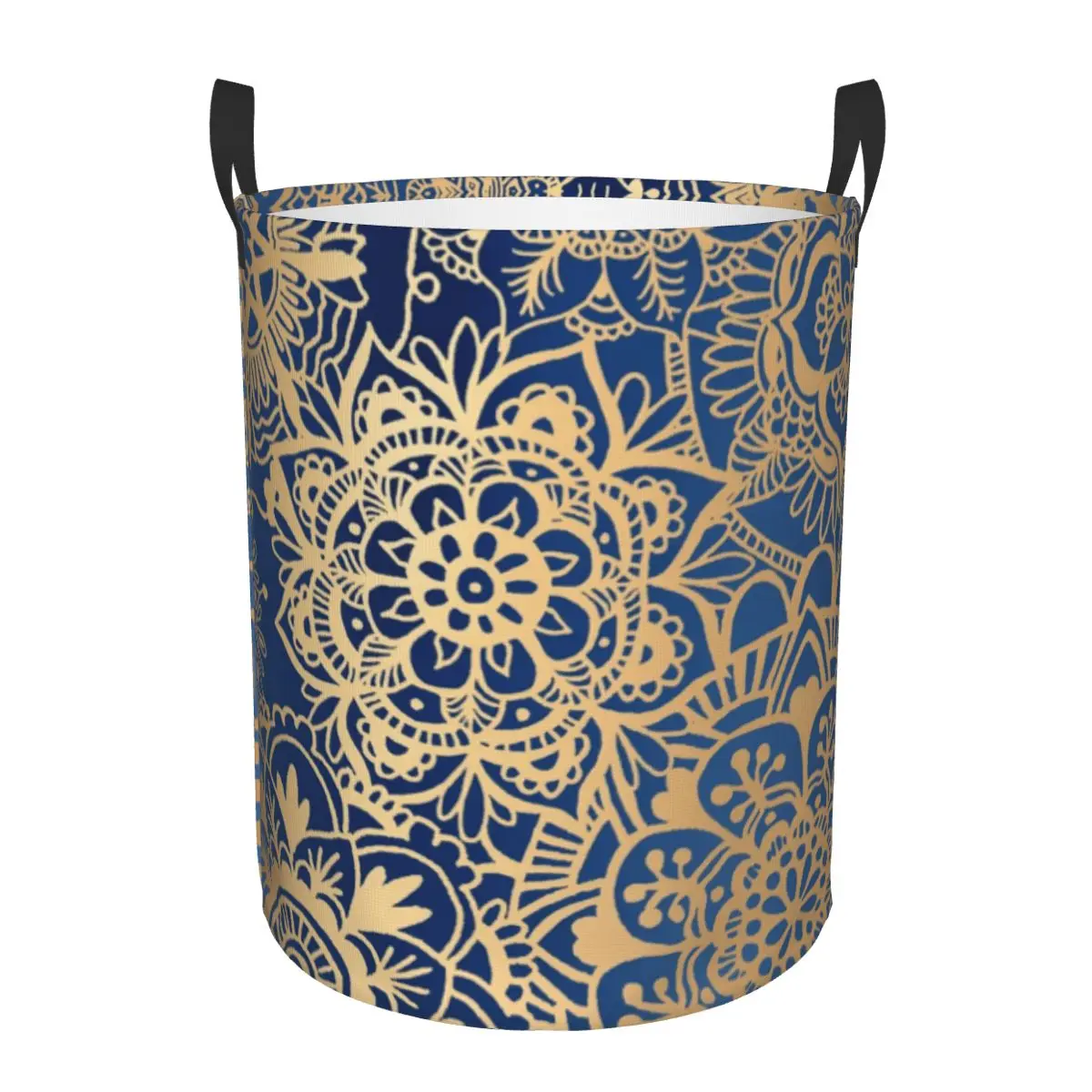 Blue Gold Mandala Laundry Hamper Large Storage Basket Buddhism Flower Girls Boys Toy Organizer