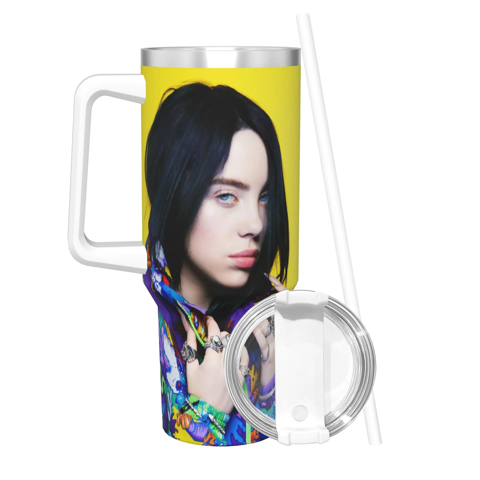 40OZ Stainless Steel Tumbler Billies Eilishs Thermal Cups Singer Leakproof Cold Drink Mugs Cup Travel Water Bottle