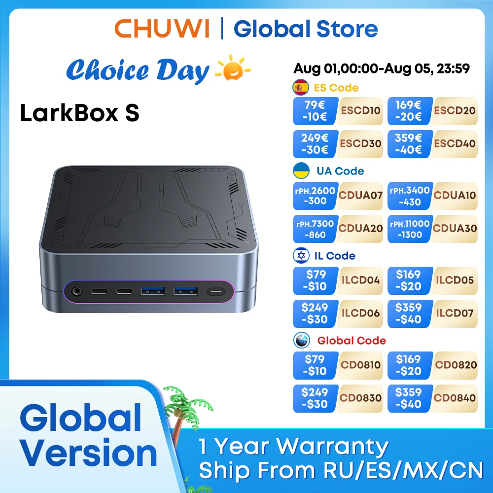 CHUWI LarkBox S Mini-PC Intel Core i3-1220P Desktop-Gaming-Computer 16 GB DDR4 512 GB SSD Windows 11 WIFI5 BT5.1 Desktop-Computer