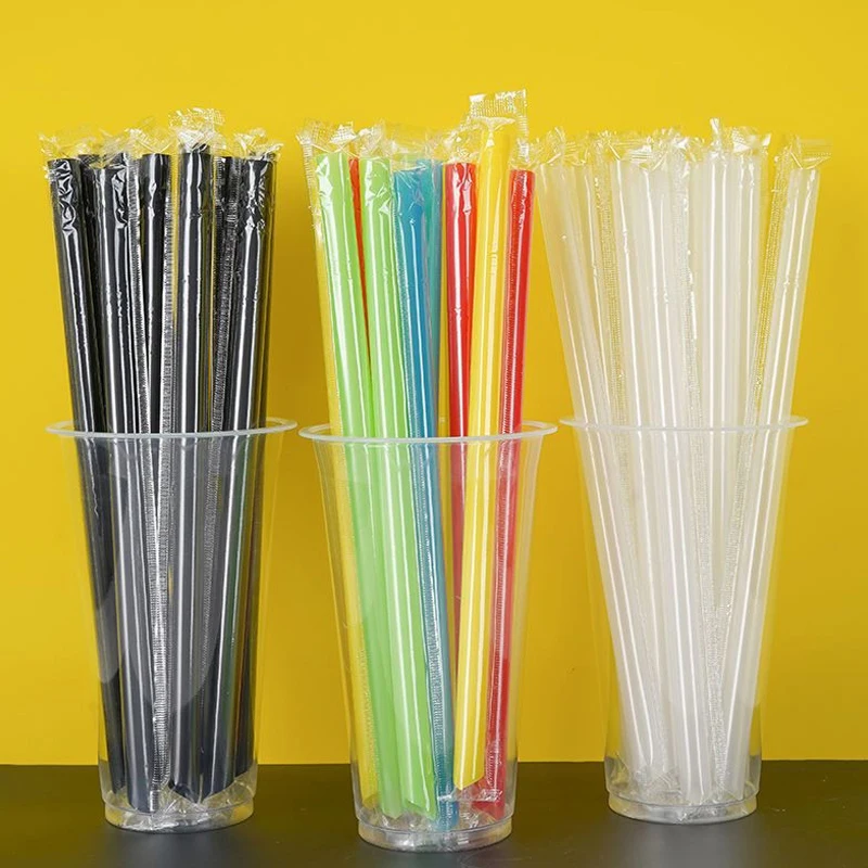 

100Pcs Colorful Drinking Plastic Thick Jumbo Straws For Party Milktea Smoothie Drinking Supplies