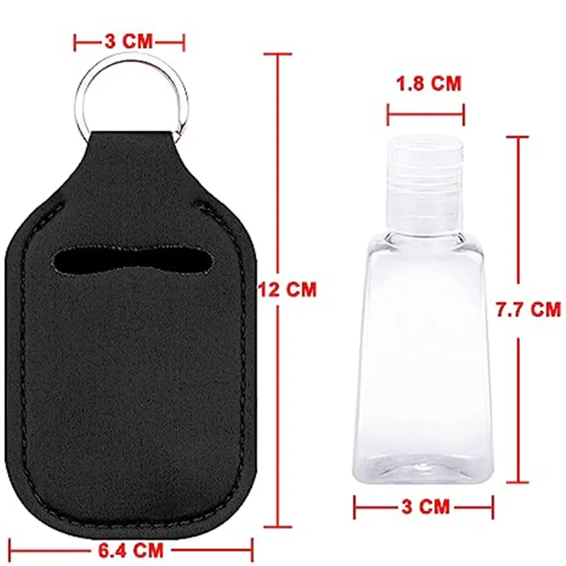 Hand Sanitizer Holders Empty Travel Bottles Set 30 Reusable Clear Bottles 30 Hand Sanitizer Keychain Holders for Backpack Purse