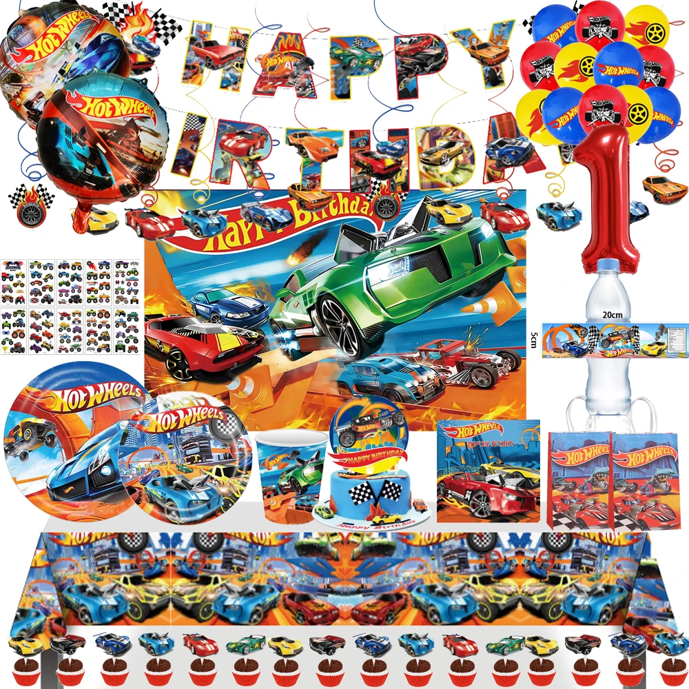 Hot Wheels Birthday Party Balloon Bouquet Decorations 32inch Red Number 1st 2nd Balloons Set Flamme Cars Globos For Boys Girls