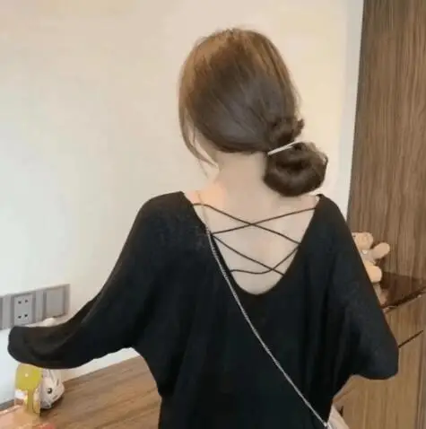 

Loose and lightweight backless long sleeved sun protection shirt, t-shirt, women's air-conditioned shirt, summer new style