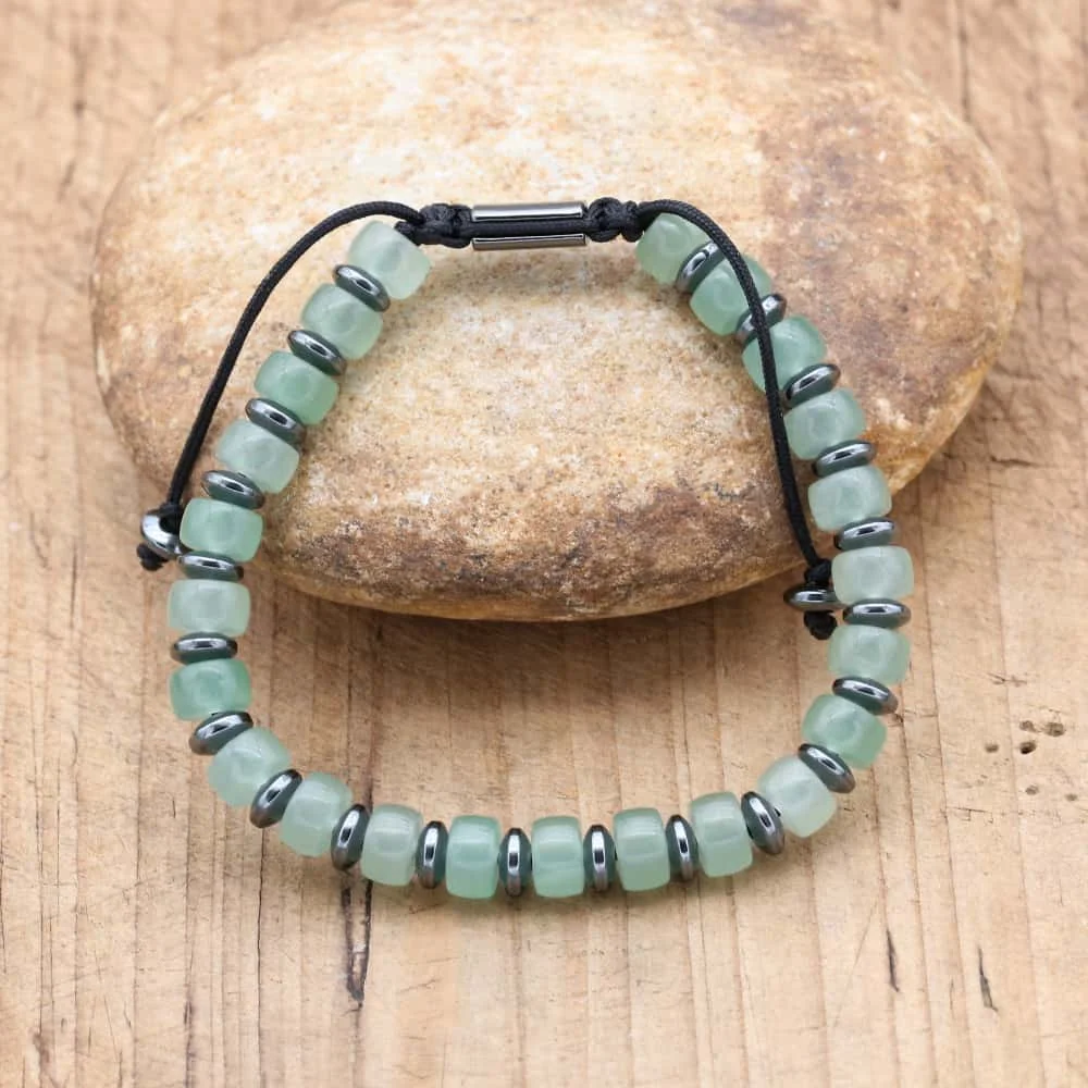 Women Men Natural Green Aventurine Hematite Beaded Bracelet for Wealth & Protection Grounding Luck Money Attraction Gift