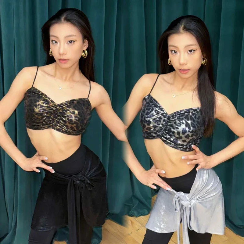 Dames Rumba Latin Dans Kleding Sexy Luipaard Top Tie-up Rok Volwassenen Chacha Latin Danswedstrijd Kostuum Past SL12930