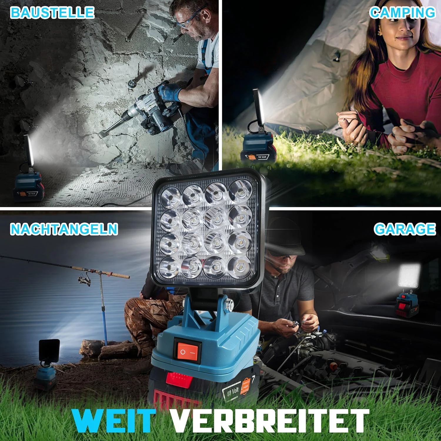 

4-дюймовый беспроводной светодиодный рабочий фонарь для аккумуляторов Makita 14,4-18 В, литий-ионный аккумулятор, уличный фонарь, лампа для кемпинга, аварийное освещение