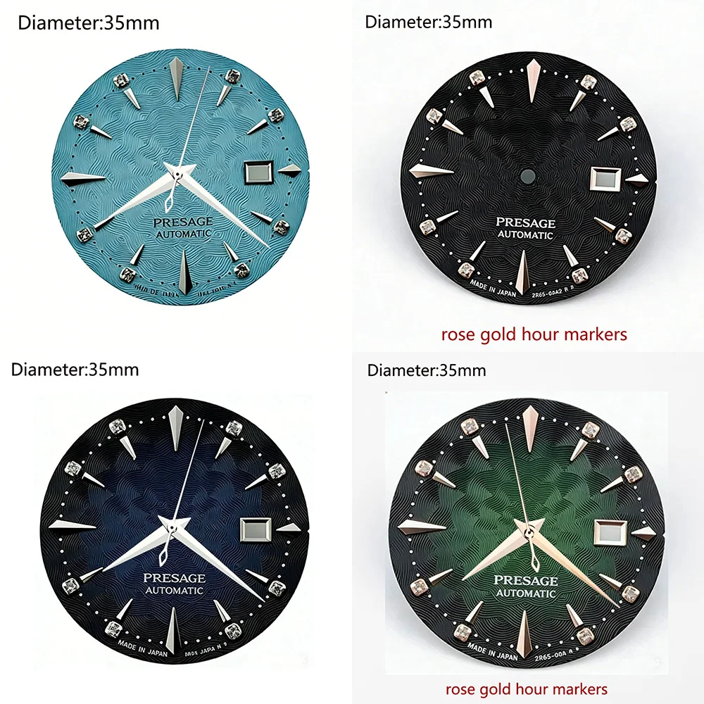 Esfera de 35 mm con logotipo S Presage NH35, textura de loto, sin luminiscencia, compatible con movimiento mecánico automático NH35, piezas de modificación para relojes.