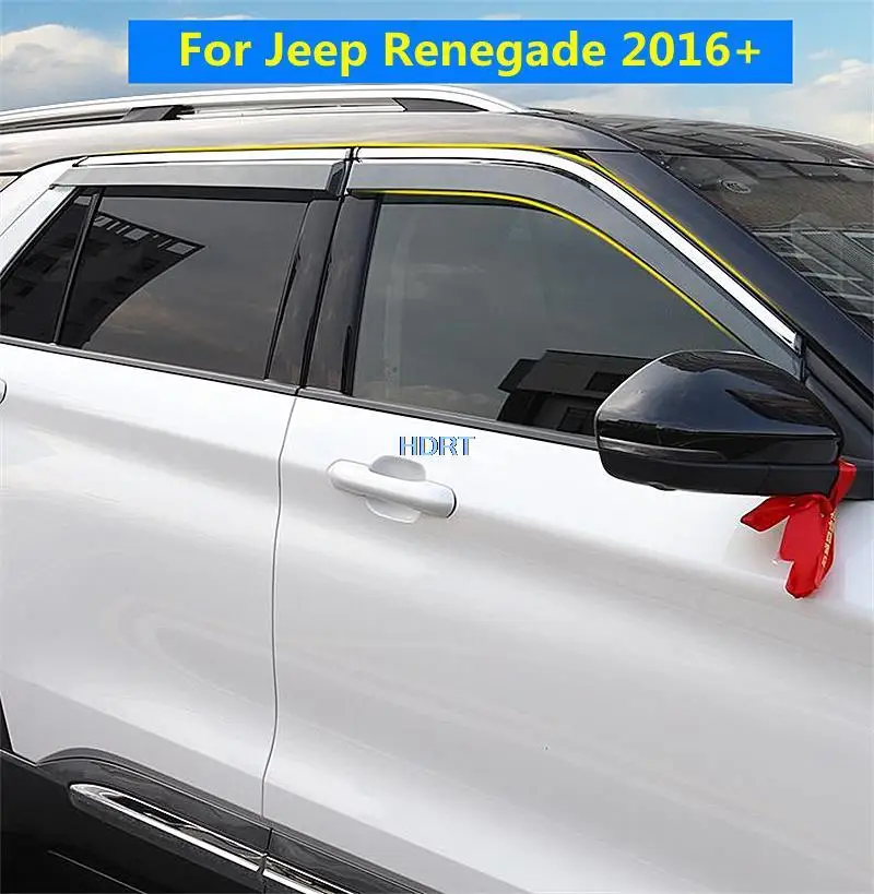 

Car Style Accessories For Jeep Renegade 2016-2021 Window Visor Covers Vent Shade Rain Sun Guard Deflector Awnings Shelters 4Pcs