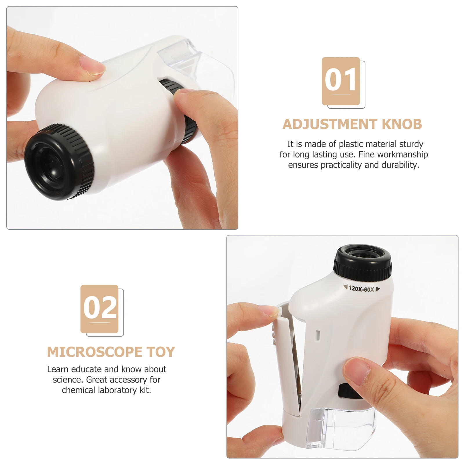 Microscopio monoculare portatile Lente d'ingrandimento biologica in plastica ABS Strumento scientifico educativo per bambini Studenti Esperimento di laboratorio