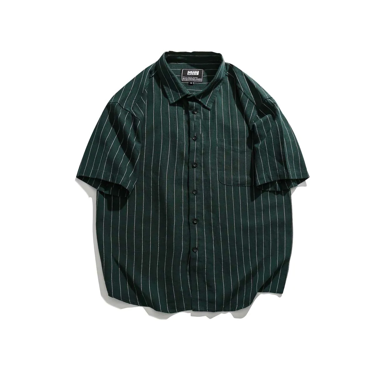 

Senbo Spring and Summer New Japanese Workwear Striped Fashionable All-match Cotton and Linen Short-sleeved Shirt