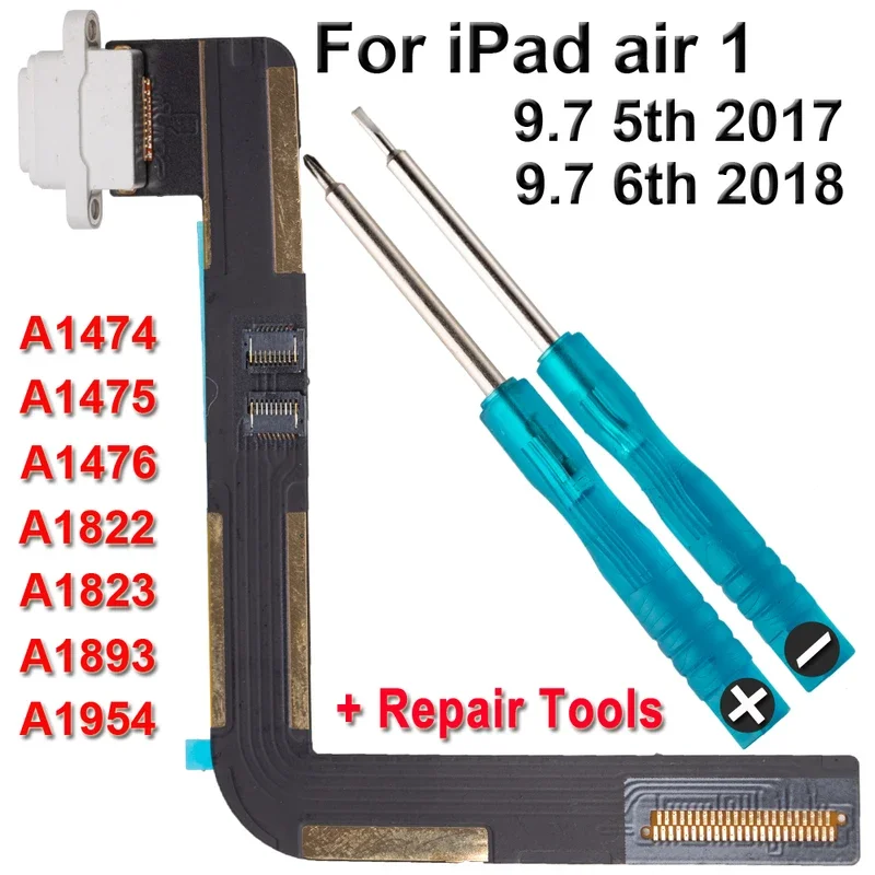 Charger USB dock plug jack socket connector data flex cable screws for iPad 5 6 2017 2018 Air 1 a1474 a1475 a1476 a1822 a1954