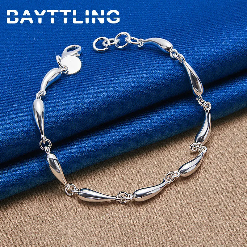 

BAYTTLING 925 Sterling Silver High Quality Water Drop Chain Bracelet For Women Wedding Gift Jewelry Party Fashion Accessories