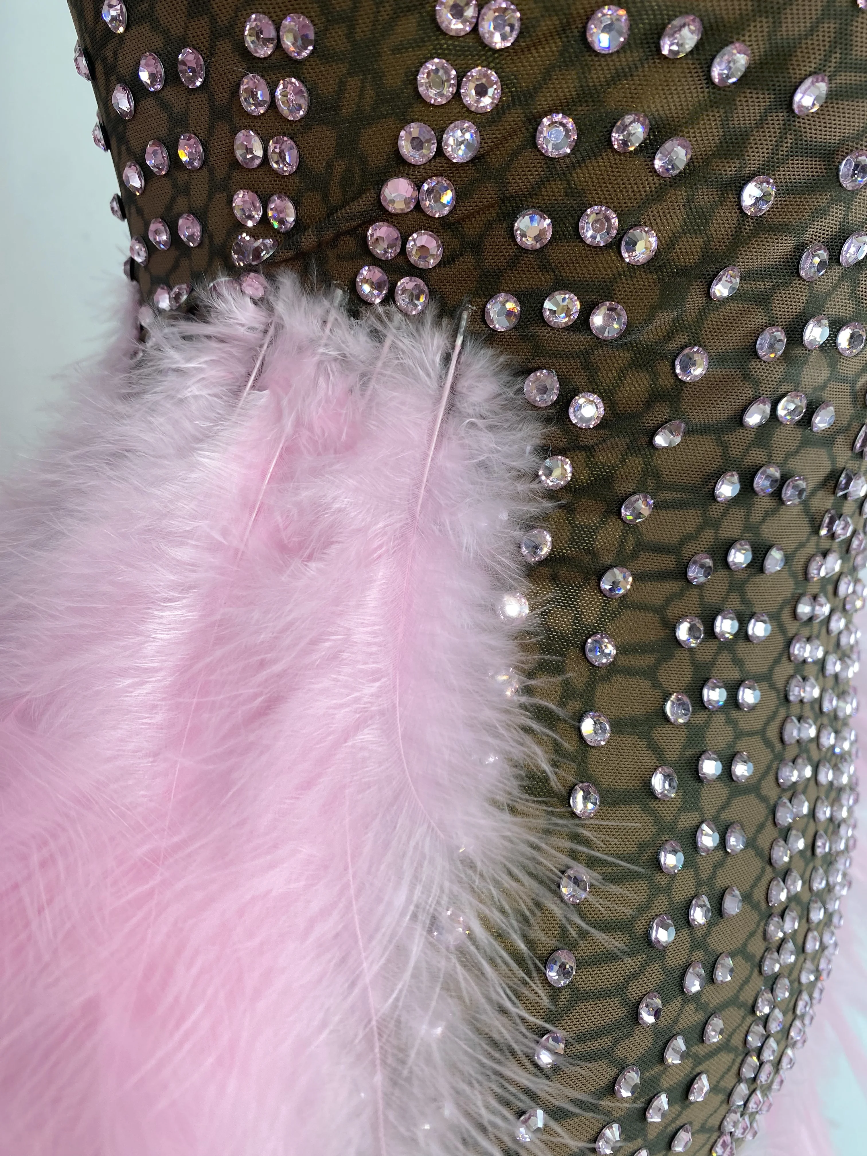 ชุดเดรสหรูหราสำหรับผู้หญิง ประดับคริสตัล ผ้าตาข่าย แต่งขนนก ทรงเข้ารูป มินิเดรส สำหรับงานเลี้ยงกลางคืน งานปาร์ตี้ งานกาล่า ขายส่ง