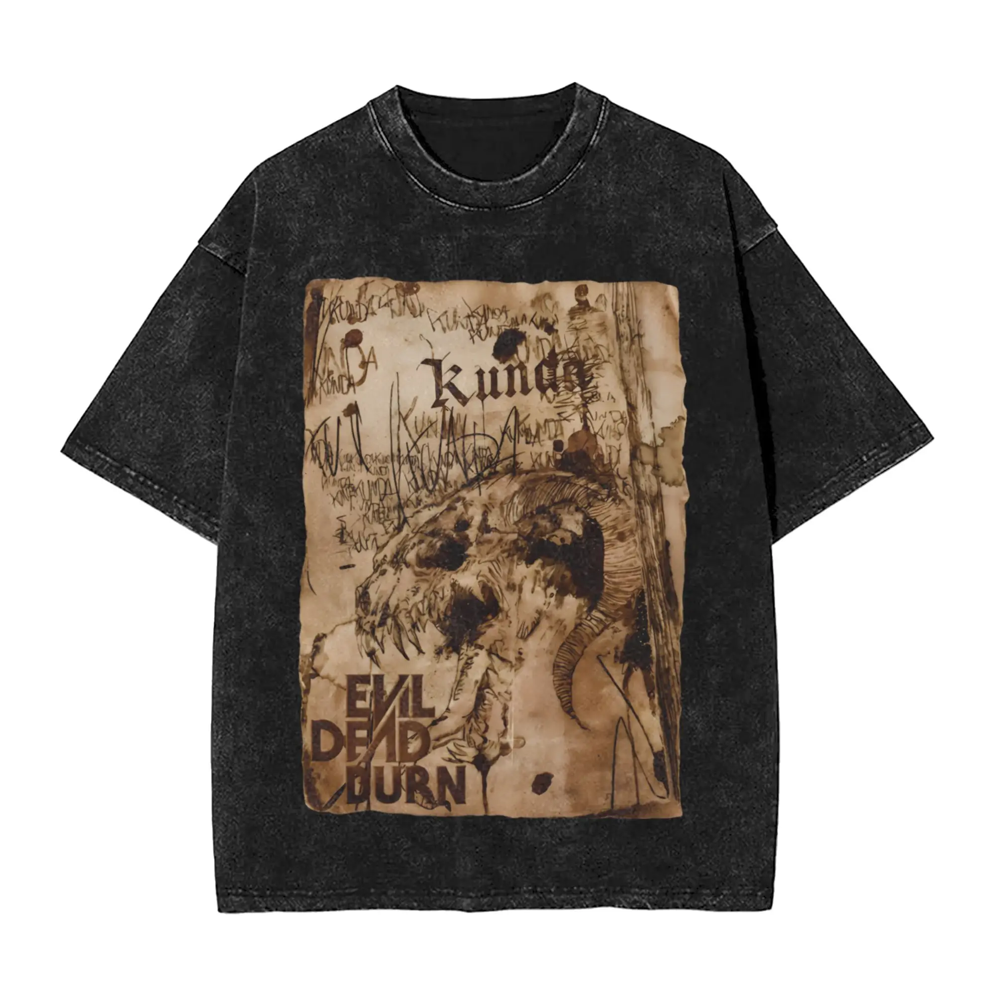 Harajuku Washed Shirt evil dead burn 2026 Merch Fashion T-Shirts Harajuku  Streetwear 100% Cotton Summer Tees
