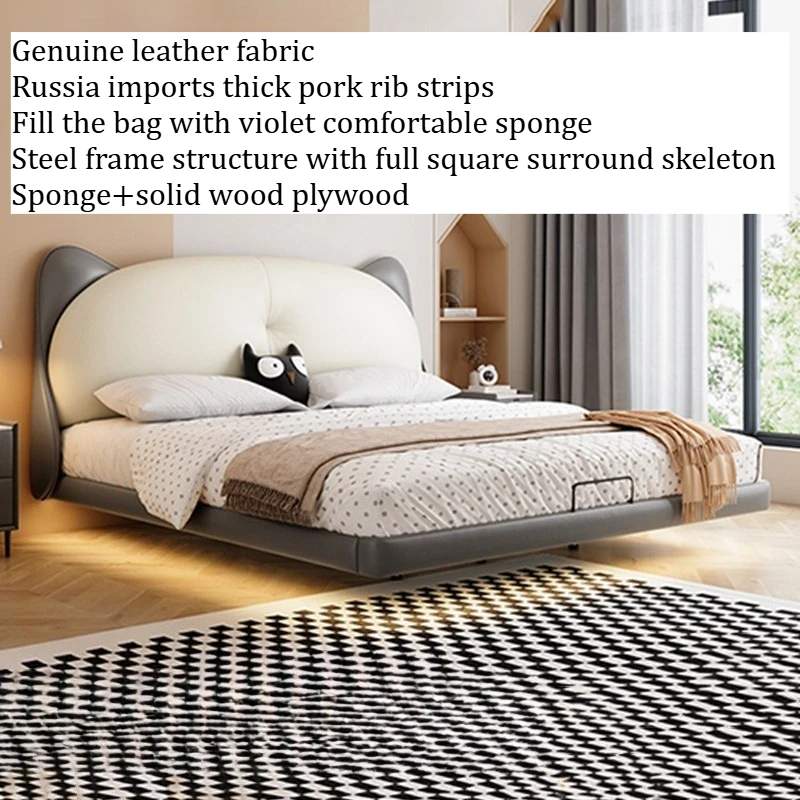 

Cream Style White Double Bed Soft Backrest Girls 150x200cm Frames Double Bed Full Size Nordic Princess Design Bedroom Furnitures