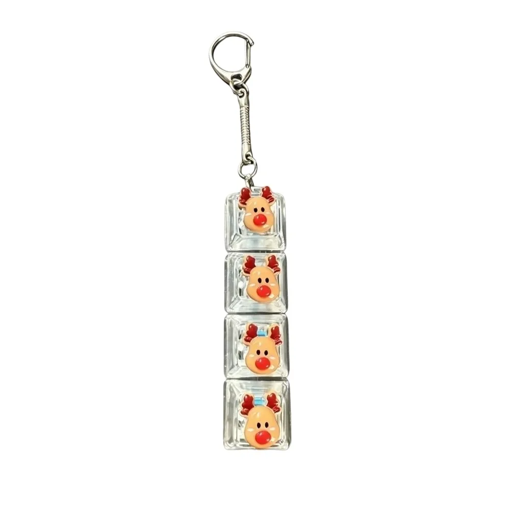 4-Key Decompression Button Transparent Dual-Tone Cute Glow Design Mini Keyboard Pendant Luminous Snowflake Santa Claus