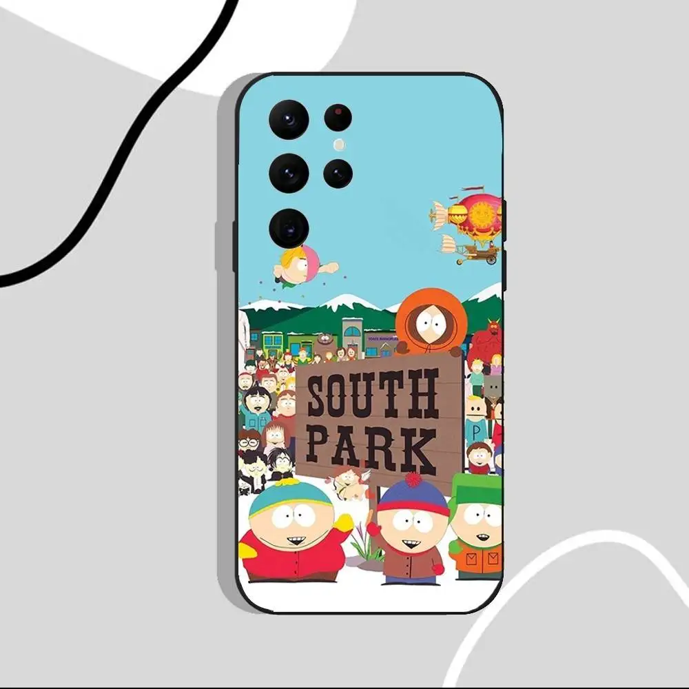 Чехол для телефона S-South Funny P-Park для Samsung S25, S24 Ultra, S20, S30 plus, S22 Plus, S23, Ultra 5G, силиконовый черный корпус