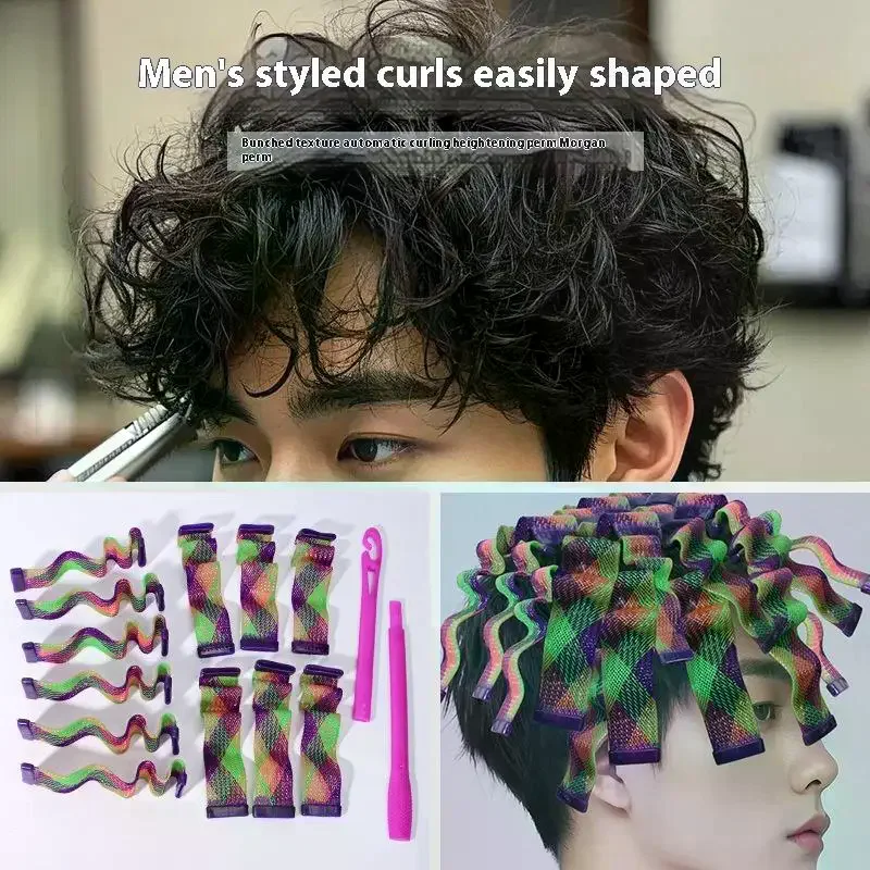 18/28Pcs Magic Heatless Water Wave Hair Curler Texture Automatic Rolling Bar Hair Styling Wave Forming Iron Hair Texturing Tool