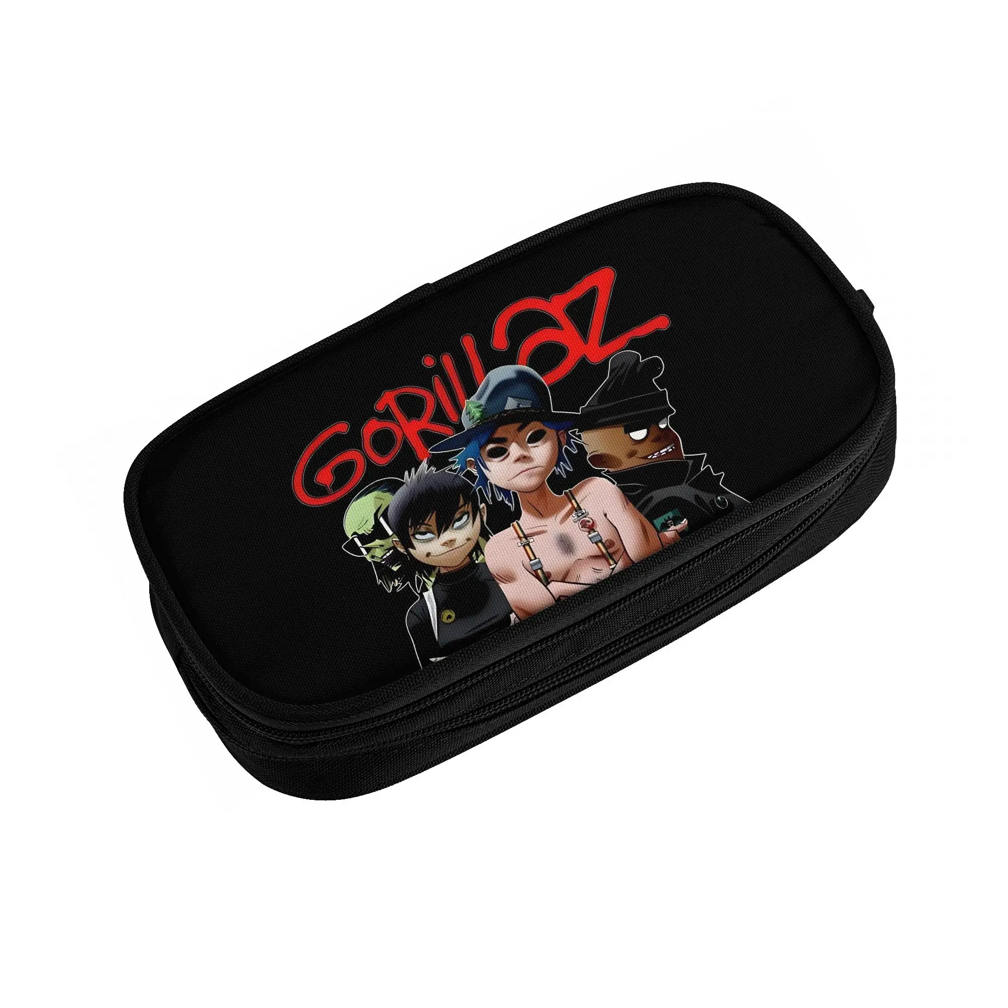 Cartoon Gorillaz English Rock Band  Pencil Cases for Boys Girls Large Storage Anime  Pen Bag Box Stationery