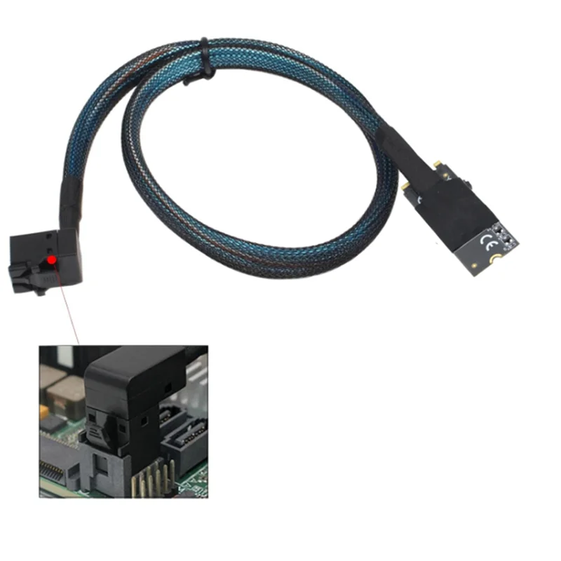 

Внутренний мини-SAS HD SFF-8643 36P штекер к HD SAS SFF-8643 90-градусный кабельный адаптер 1,0 м