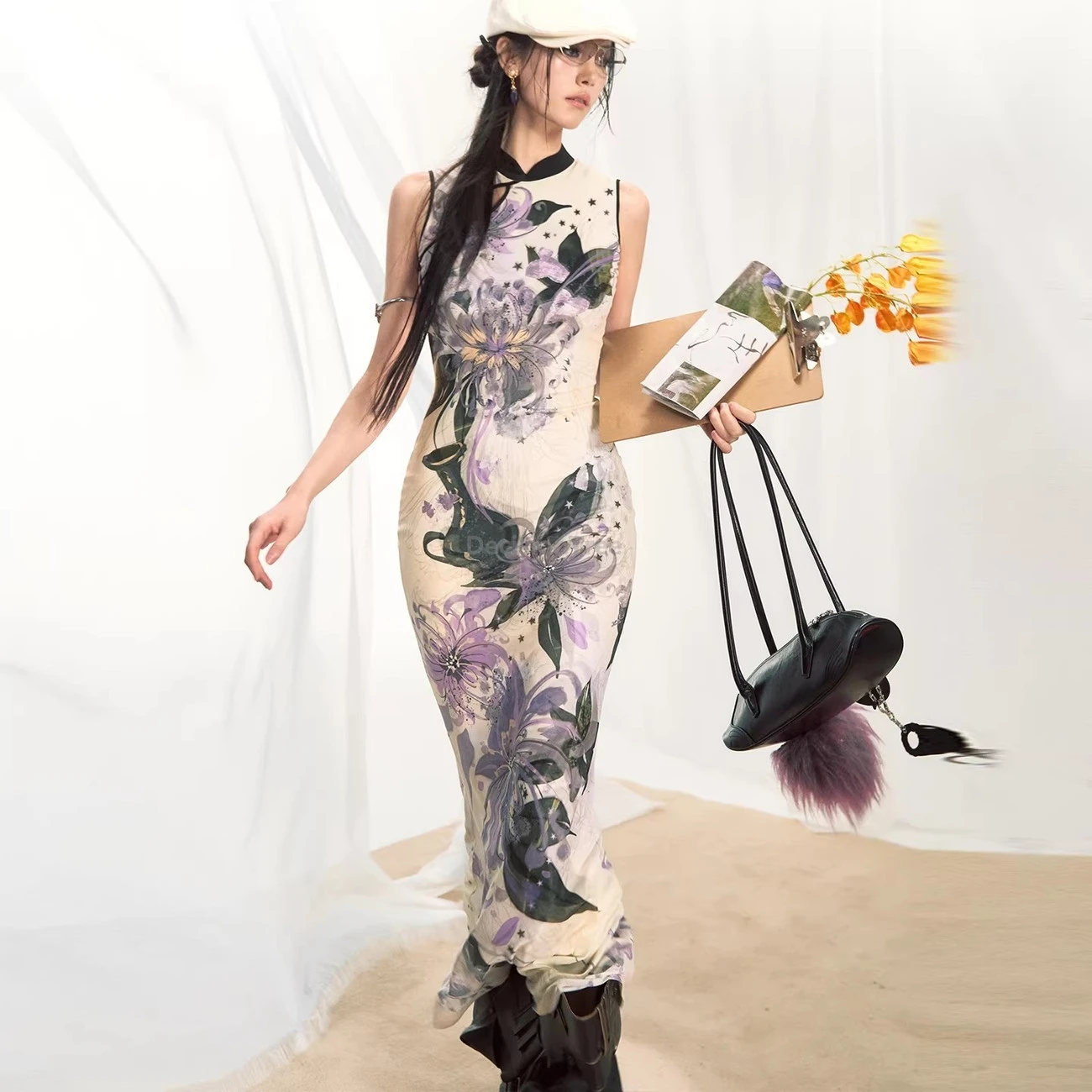 Chinese Qipao Dress Vintage Sleeveless Cheongsam Sexy Improved Mermaid Long Dress Female Vestidos Evening Slim Party Dress