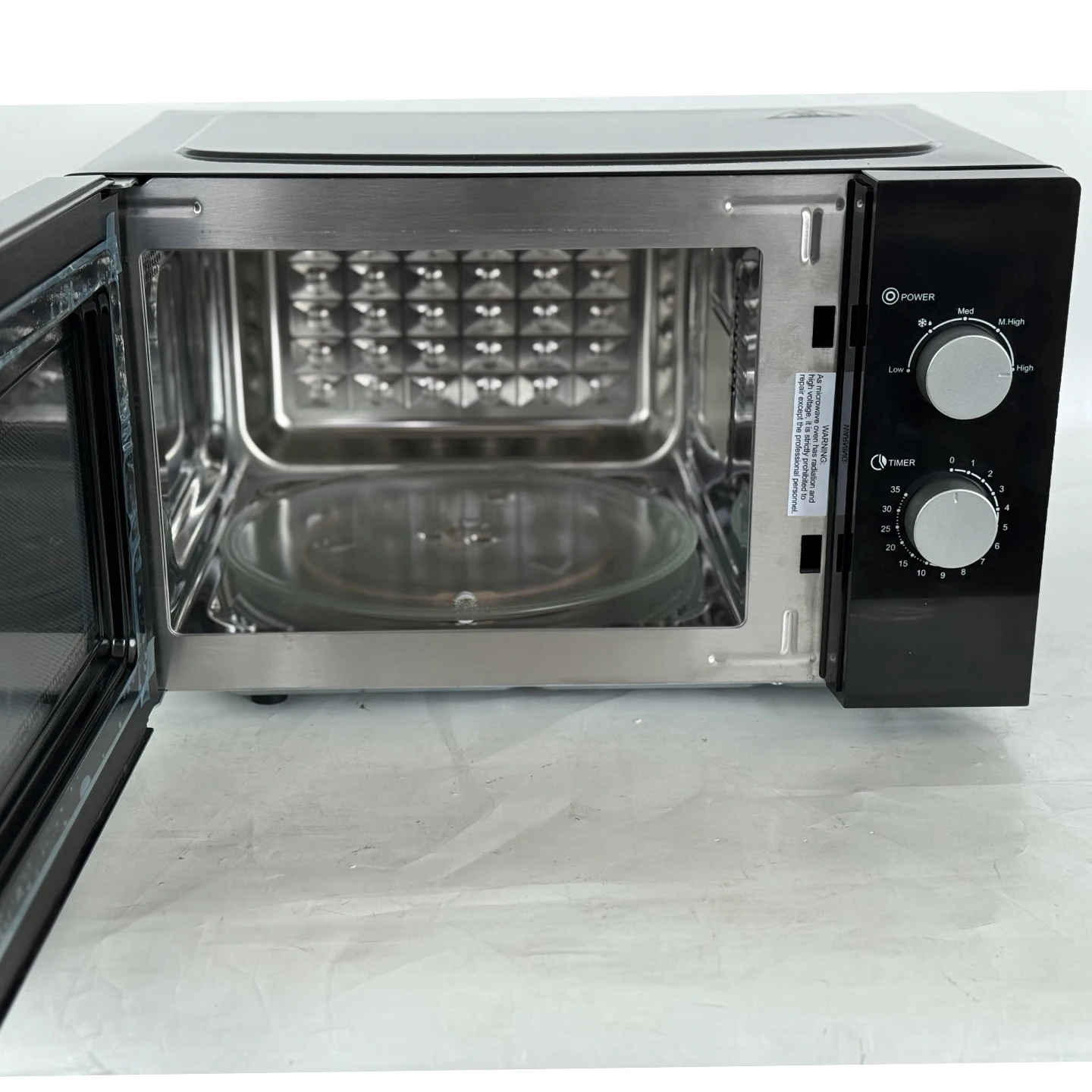 1.1 Cu. Ft. 25L Stainless Steel Counter Top Microwave Oven 850w Output Electric Power Source Black VDE Standard LED Display