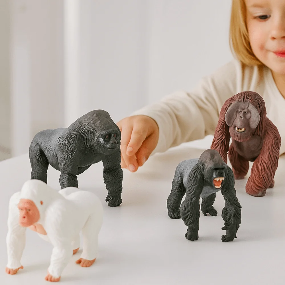 Symulowany model zwierzęcia z PVC, ręcznie robiona statuetka, symulacja gorily, zabawka zwierzęca, figurka zwierząt, zabawka sensoryczna.