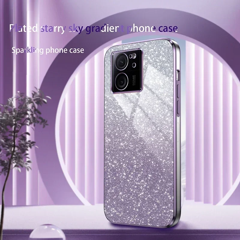 Etui na telefon Luxury Plating Gradient Glitter do Xiaomi Mi 13T 12T 11T Pro 14 13 12 11 Lite POCO X3 NFC X5 F3 F4 F5 M3 M4 Cover