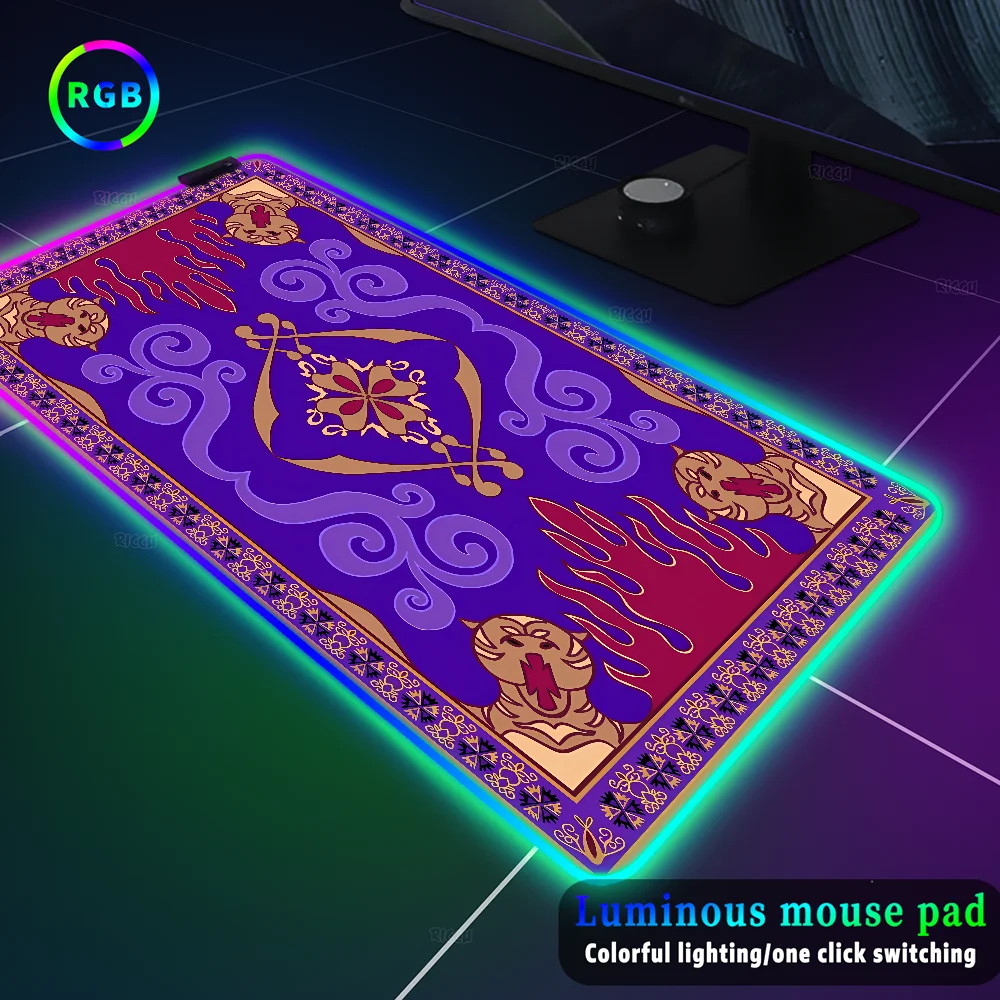 

RGB Middle Eastern style purple magic carpet Colorful glow table mat Keyboard expansion pad LED Light rug Mousepad mause carpet