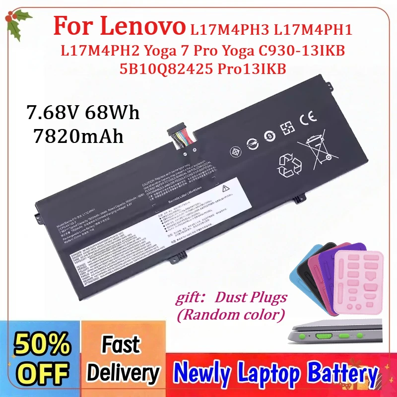 

Аккумулятор для ноутбука 7.68V 7820mAh 68Wh L17C4PH1 для Lenovo L17M4PH3 L17M4PH1 L17M4PH2 Yoga 7 Pro Yoga C930-13IKB 5B10Q82425 Pro13IKB