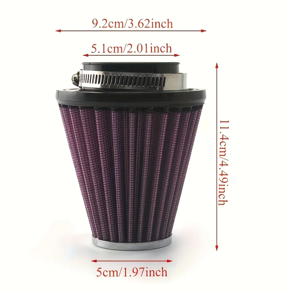 One Set of universal Mushroom Head Air Filter Intake Modification for Cars. Motorcycle Air Filter Element, 51mm.