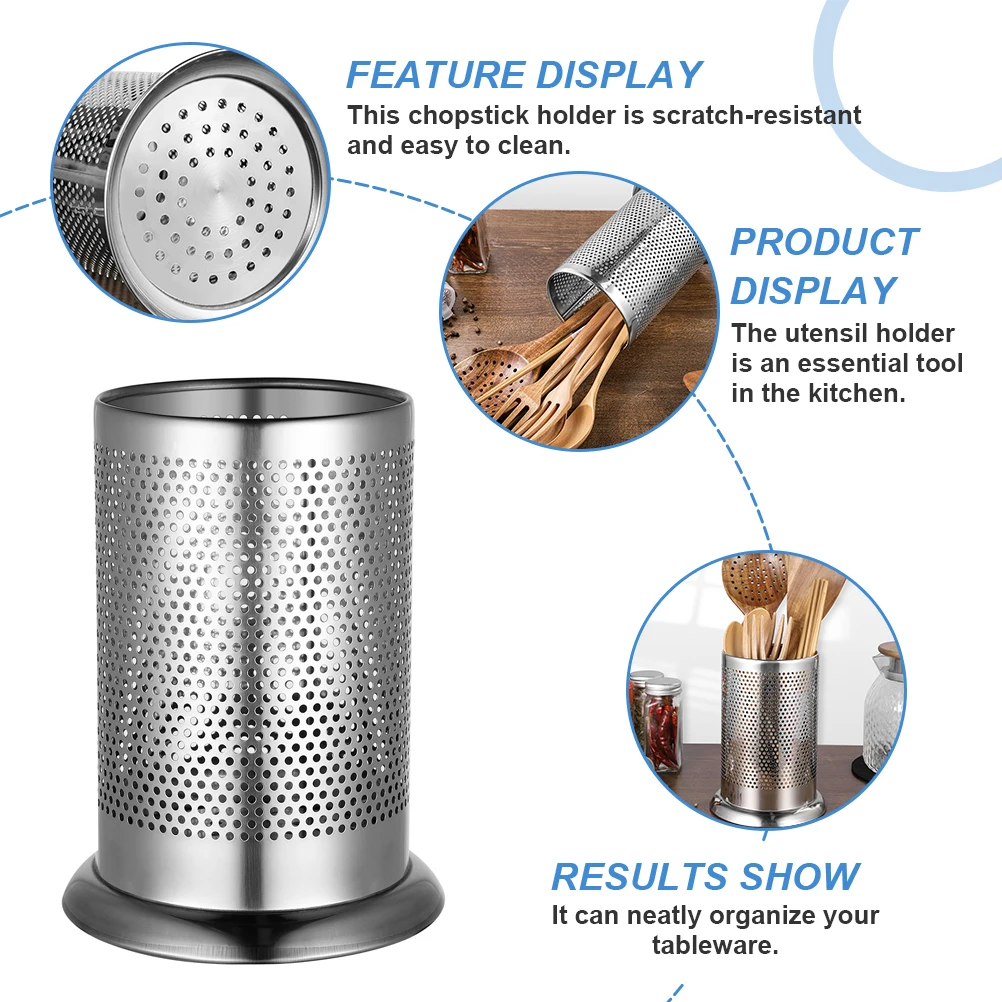 

2 Pcs Cutlery Rack Storage Container Serving Utensils Dishwasher Stainless Steel Kitchen Silverware Holder